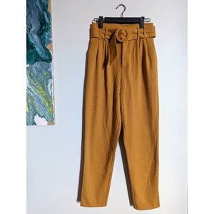 Zara Mustard Trousers w/ Circle Belt